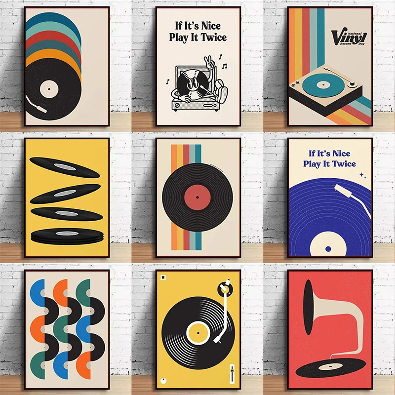 Photography Pose - Mid Century Vinyl Record Canvas Wall