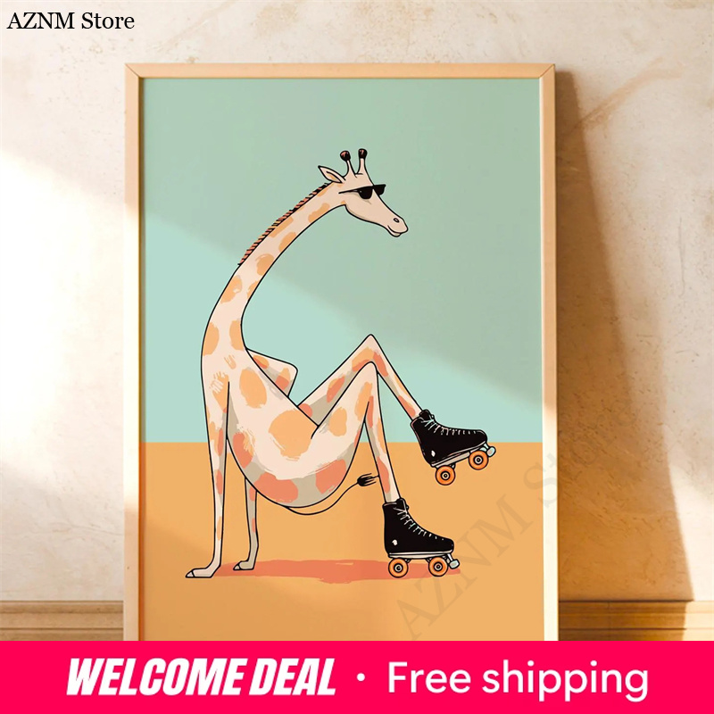 Photography Pose - 1pcs(No frame)Whimsical Skateboard Dog Dachshund Canvas